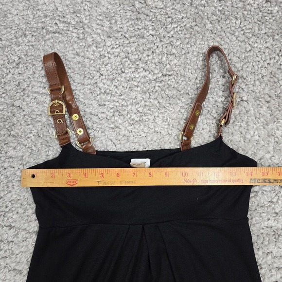 Cache‎ Womens Babydoll Mini Dress Buckle Strap Black Size M Y2K Steampunk - Picture 10 of 14